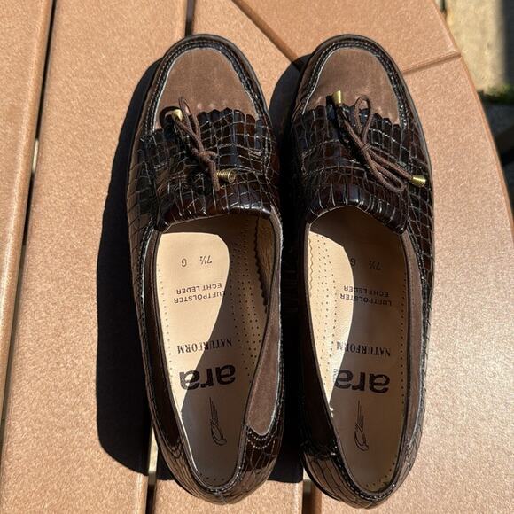 Ara Naturform Brown Loafers Slip-Ons Kiltie Shoes Size 7.5 Wide - Picture 5 of 8